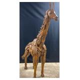 7ï¿½5ï¿½ Tall Teak Wood Giraffe Sculpture