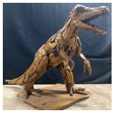 3ï¿½9ï¿½ Tall Teak Wood T-Rex Sculpture