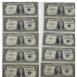 (10) 1957, 1957A, 1957B & 1935H Series $1 U.S. Ban