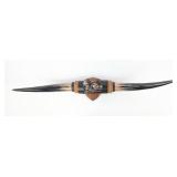 6ft Long Horn Cow Wrapped Leather Horn Mount