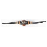 3ft Long Horn Cow Wrapped Leather Horn Mount