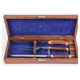 Vtg Case XX Stag Carving Knife Set w/ Case