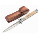 13in Mosaic Damascus Swing Guard Horn Handle Switc
