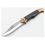 7in Horn Handle Leverlock Switchblade Knife