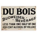 Early SST Du Bois Budweiser Beer Beverage Sign