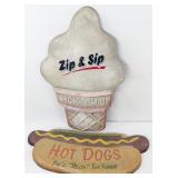 Lot Of 2 Large Food Stand Replica Signs / Ice Crea