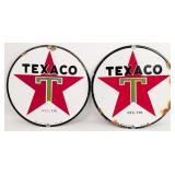 2) Vintage SSP Texaco Lubester 8in Advertising Sig