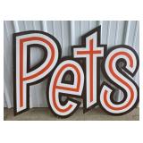 Vintage "Pets" Die-Cut Plastic Advertising Sign