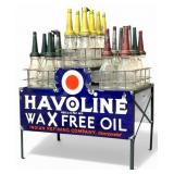 Havoline Motor Oil Bottle Rack With 2 Porcelain Ad