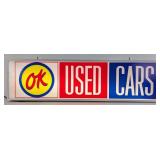 Over 3ft Custom OK Used Cars 2-Sided Lighted Sign