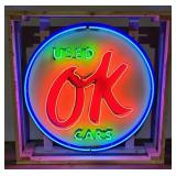 Custom Ok Used Cars Tin Neon Sign