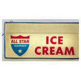 Vintage All Star Dairies Ice Cream Embossed Lighte
