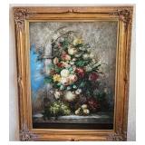 Floral Oil On Canvas Painring By Jean Sizan