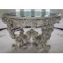 Lalique France Ornate Carved Wood Table With Glass