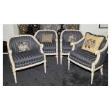 Set of 4 Ram Head French Provincial Chairs with Bl