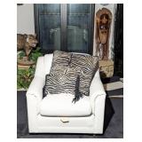 (2) Leathercraft Inc. White Leather Chairs