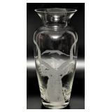 1994 Greater Kudu Custom Etched Crystal Vase by Er