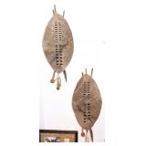 (2) Authentic African Tribal Zulu Hide Shields and