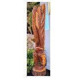 Carved Wood Eagle Sculpture