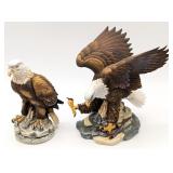 (2) Bald Eagle Ceramic Statues by Andrea