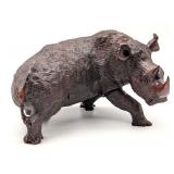 Carved African Ironwood Rhino Sculpture