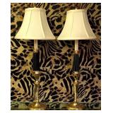 Pair of Brass Candle Stick Lamps