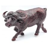 Carved Wood Cape Buffalo Sculpture