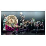 Vtg Chinese Enamel Dragons, Dragon Plate, & Geisha