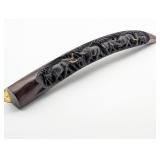 Carved African Wood Tusk Shape Sculpture