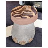 Elephant Foot & Zebra Hide Stool INDIANA RESIDENTS