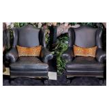Hickory Chair Company Leather Lions Foot Wingback