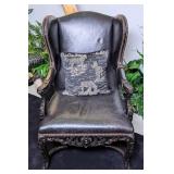 Drexel Heritage Faux Crocodile Carved Wood Wingbac