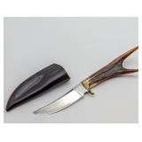 Custom Chang Tin Stag Hunting Knife w/ Sheath
