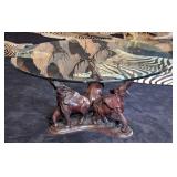 Maitland-Smith Bronze Elephant Glass Top Table