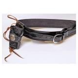 Custom Black Tooled Leather Bandolier Gun Holster