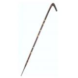 Carved Wood Pointed Walking Stick with Brass Accen