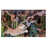 Pouncing Leopard & Helmeted Guineafowl Full Body T