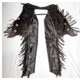 Hand Tooled Leather Custom Black Fringe Riding Cha
