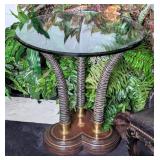 Maitland-Smith Bronze & Leather Faux Horn Center /