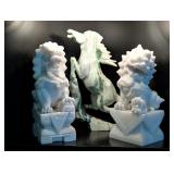 Carved Stone Rearing Horse & Foo Dog Statues