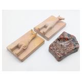 Carved Stone Giraffe Book Ends & Ash Tray