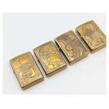 (4) Vtg Brass Animal Zippo Lighters