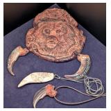 Carved Bear Tooth & Claw Decorative Piece & Neckla