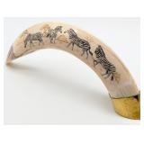 Scrimshaw Hippo Tooth w/ Brass Butt Cap