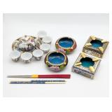 Chinese Porcelain Tea Set & Cloisonne Ashtrays
