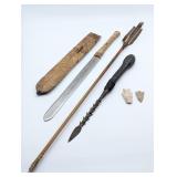 African Tribal Knife, Arrow, & Spear Head