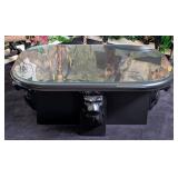 Black Lion Head Glass Top Table