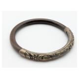 Antique Chinese Carved Bamboo Bangle Bracelet w/ R