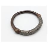 Antique Chinese Carved Bamboo Bangle Bracelet w/ R