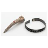 Vintage Chinese Bangel Bracelet & Fingernail Guard